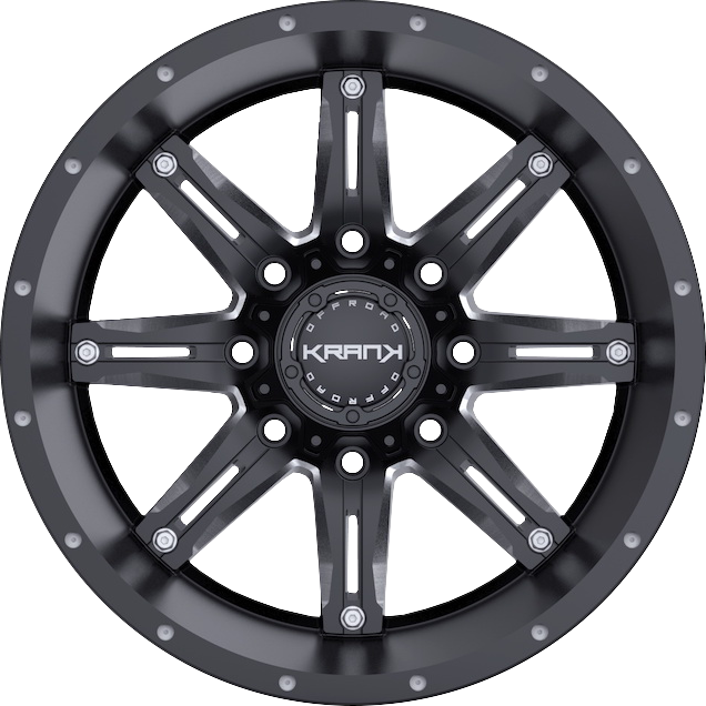 Krank Shaft Gloss Black Milled 20x9 -12 5x127|5x139.7mm 77.8mm - Wheelwiz