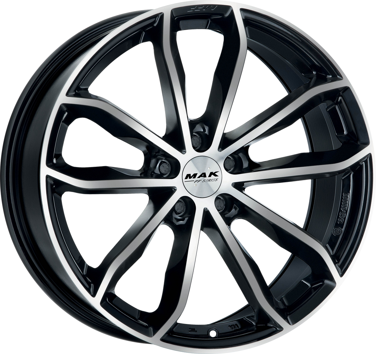 MAK 24H-FF Black w/ Mirrored Face 20x10 +19 5x112mm 66.45mm - Wheelwiz