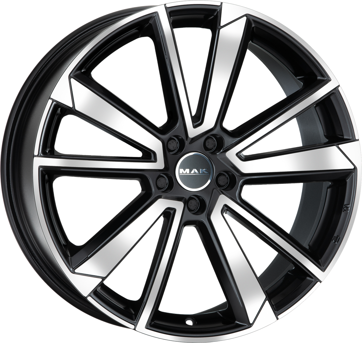 MAK FIVESTAR Black w/ Mirrored Face 19x8 +50 5x108mm 63.4mm - Wheelwiz