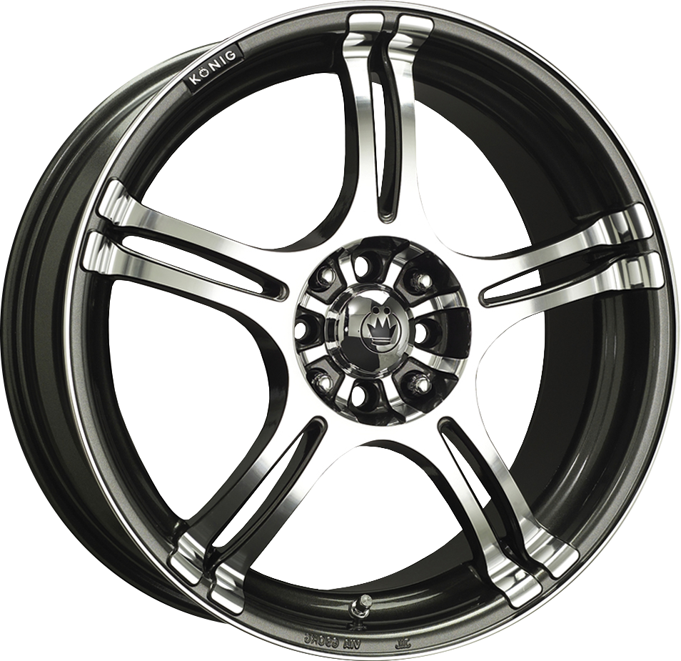 Konig Incident Graphite W/ Machined Face 13x5.5 +38 4x100|4x114.3mm 73.1mm - Wheelwiz