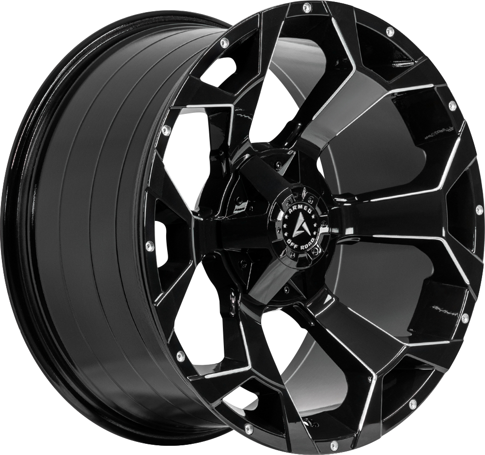 Armed Wheels Bomber Gloss Black Milled 20x10 0 6x135mm 108.1mm - Wheelwiz
