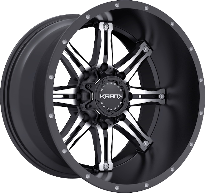 Krank Shaft Gloss Black w/ Machined Face 20x9 -12 5x127|5x139.7mm 77.8mm - Wheelwiz