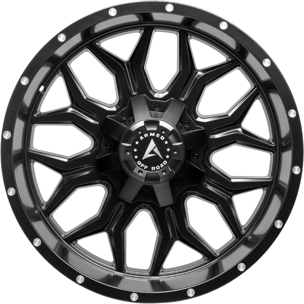 Armed Wheels Infantry Satin Black + Milled Holes 20x10 -24 8x165.1mm 125.1mm