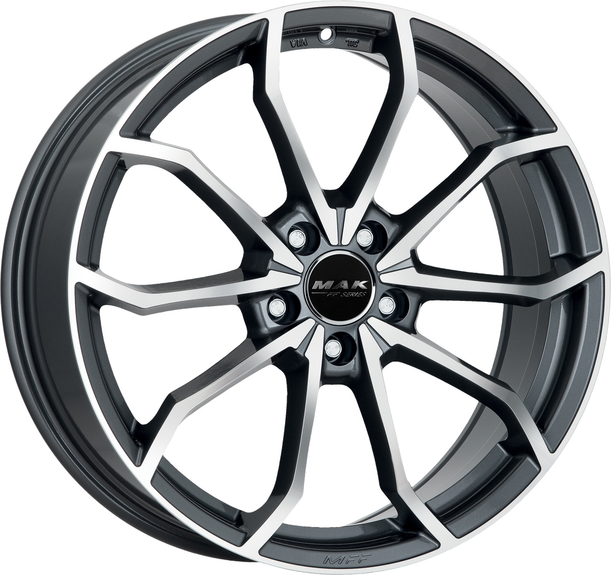 MAK LOWE FF Gunmetal w/ Mirrored Face 17x7.5 +37 5x112mm 66.45mm - Wheelwiz