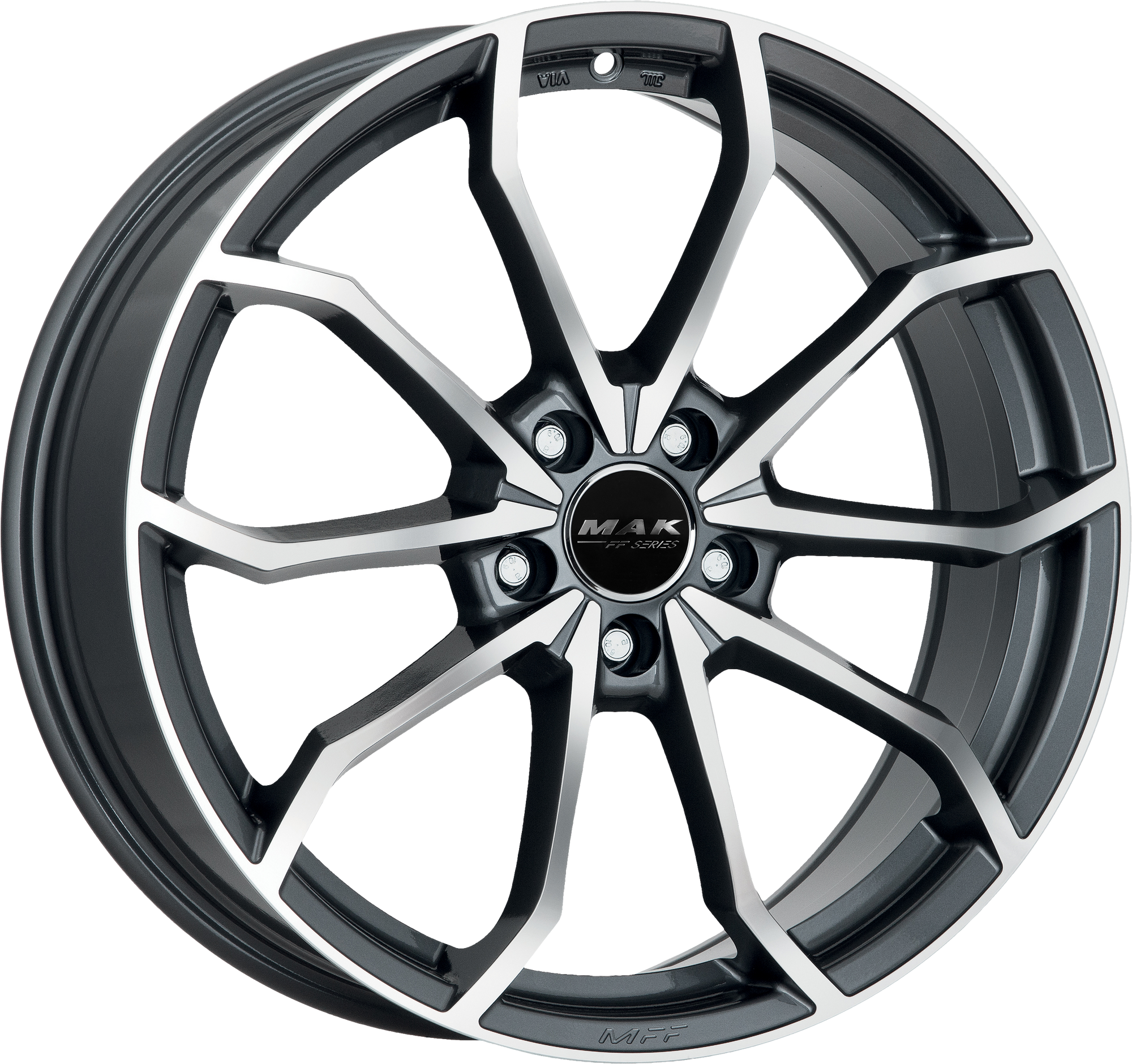 MAK Lowe-FF Gunmetal w/ Mirror Face 18x7.5 +51 5x112mm 57.1mm