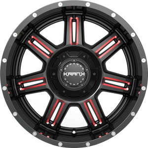 Krank Shaft Gloss Black Red Milled 18x9 +8 6x135|6x139.7mm 108mm - Wheelwiz