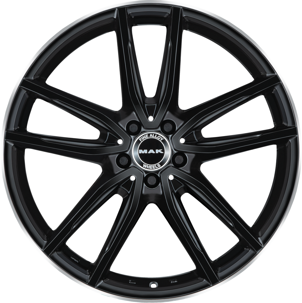 MAK Evo Gloss Black Mirror Ring 19x9 +20 5x112mm 66.6mm - Wheelwiz