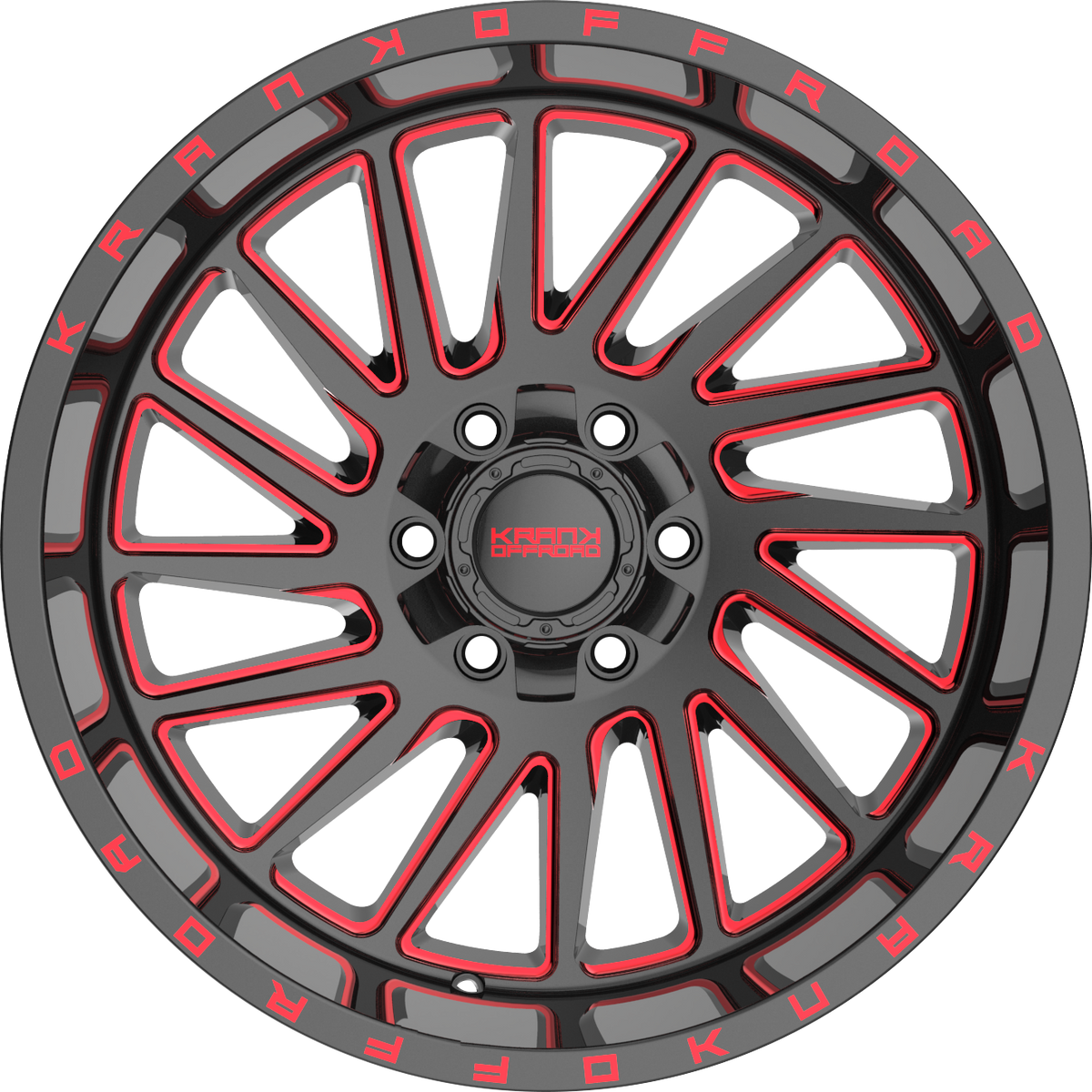 Krank Coil Gloss Black Red Milled 20x12 -44 6x135|6x139.7mm 108mm - Wheelwiz