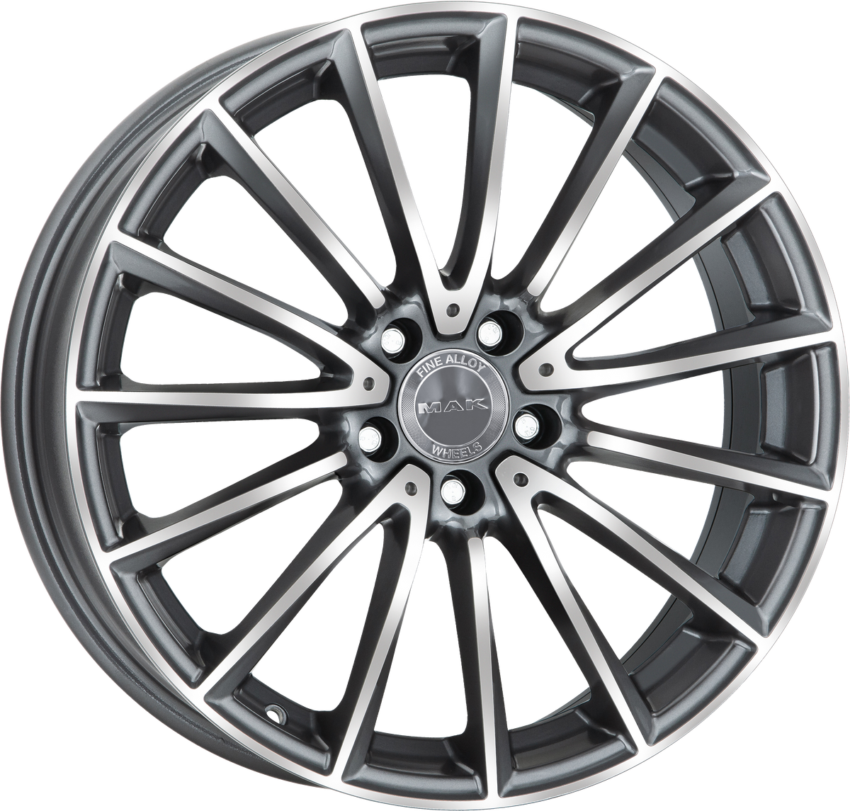MAK KOMET Gunmetal w/ Mirrored Face 18x9 +33 5x112mm 66.6mm - Wheelwiz