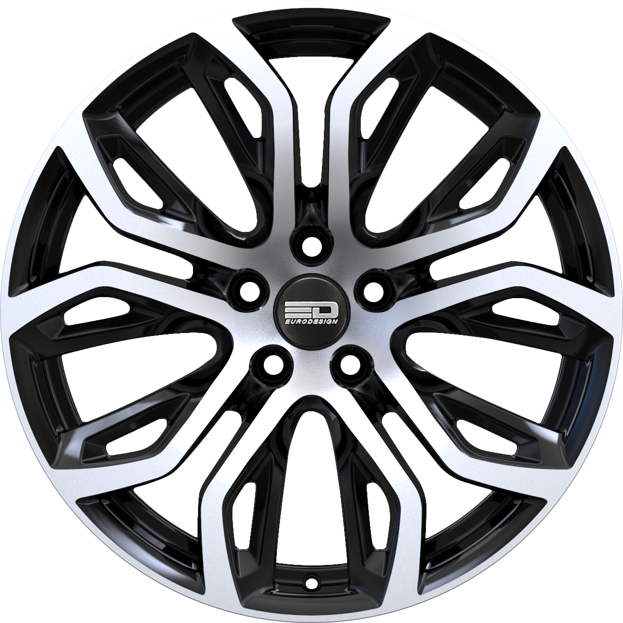 Euro Design Tillman Gloss Black Polished 20x11 +37 5x120mm 74.1mm - WheelWiz