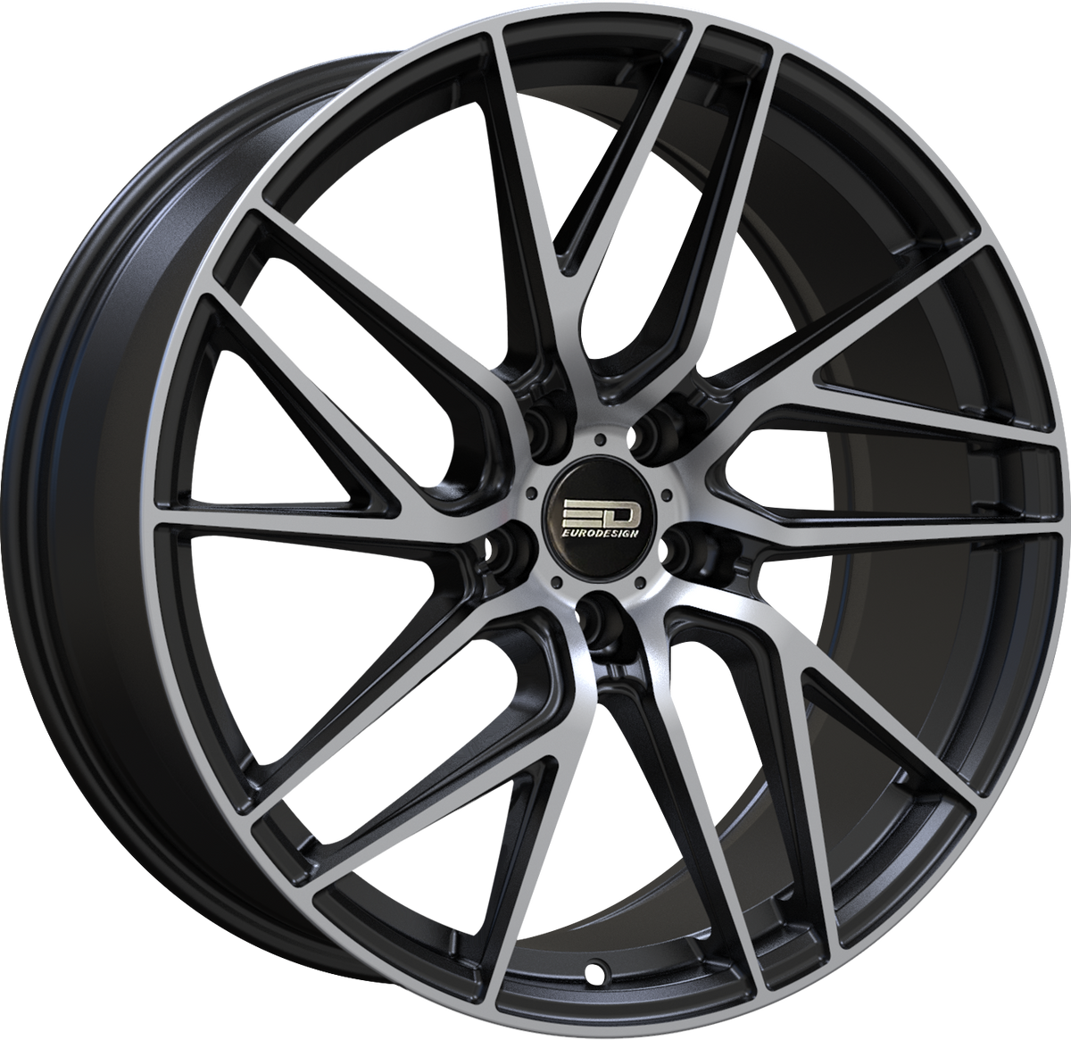Euro Design Tech Matte Black Machined 19x8.5 +35 5x112mm 66.7mm - Wheelwiz