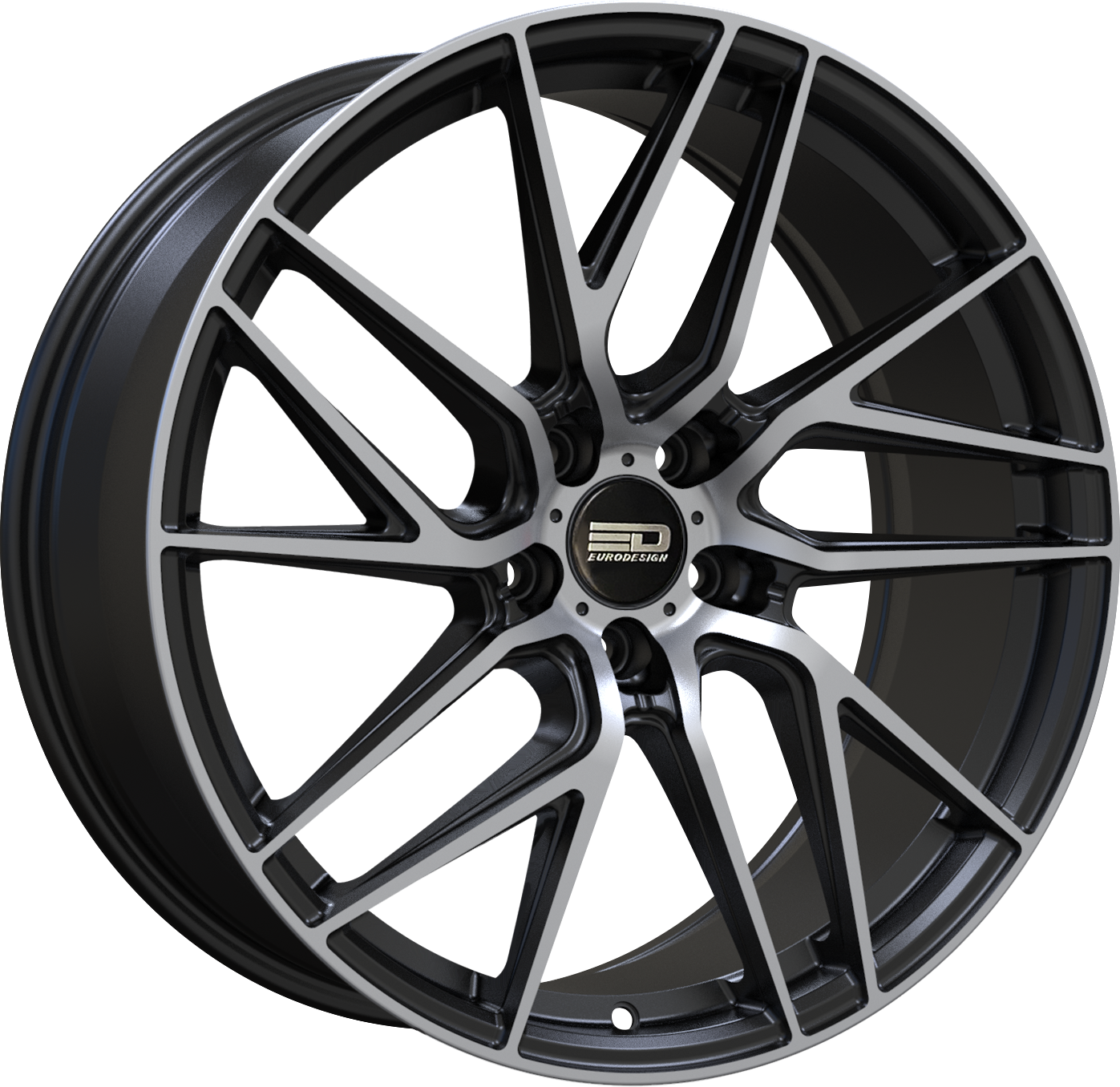 Euro Design Tech Matte Black Machined 20x10 +40 5x112mm 66.6mm - WheelWiz