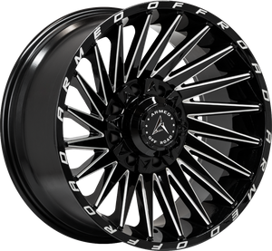 Armed Wheels Militia Gloss Black Milled 20x9 +12 8x165.1mm 125.1mm - Wheelwiz