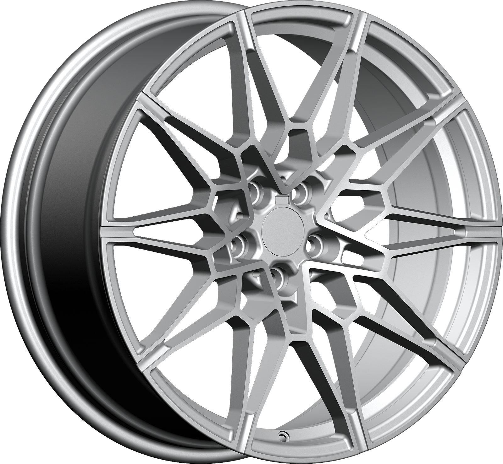 YKW Replica MF12 Silver 20x8.5 +35 5x112mm 66.6mm - Wheelwiz
