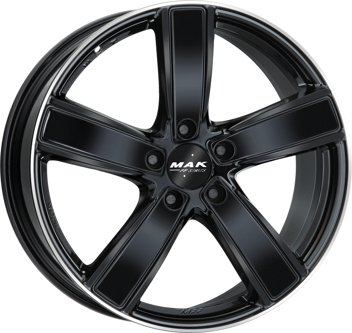 MAK TURISMO-FF Gloss Black w/ Mirrored Ring 20x9.5 +71 5x130mm 71.6mm - Wheelwiz