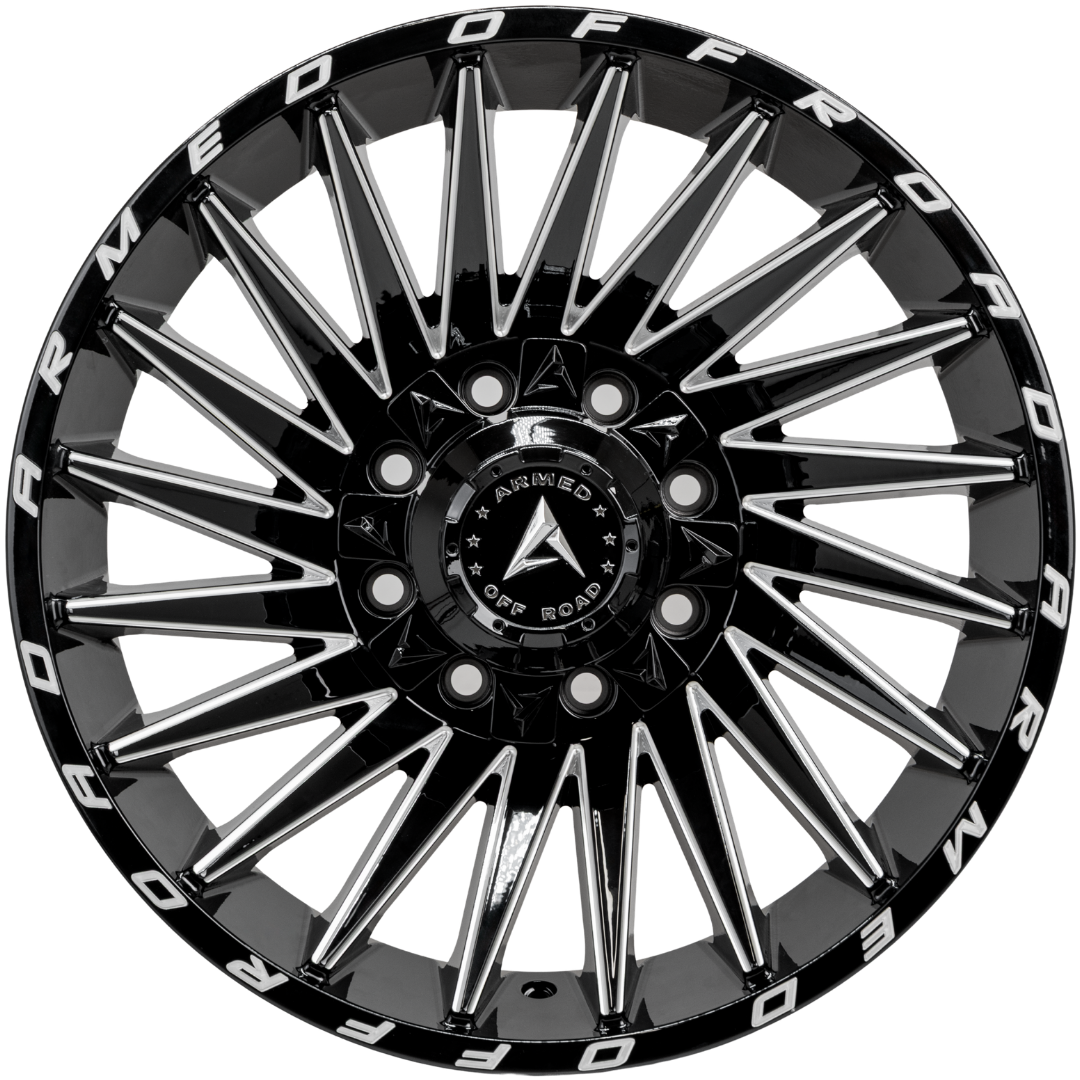 Armed Wheels Militia Gloss Black Milled 20x10 -18 8x165.1mm 125.1mm - Wheelwiz