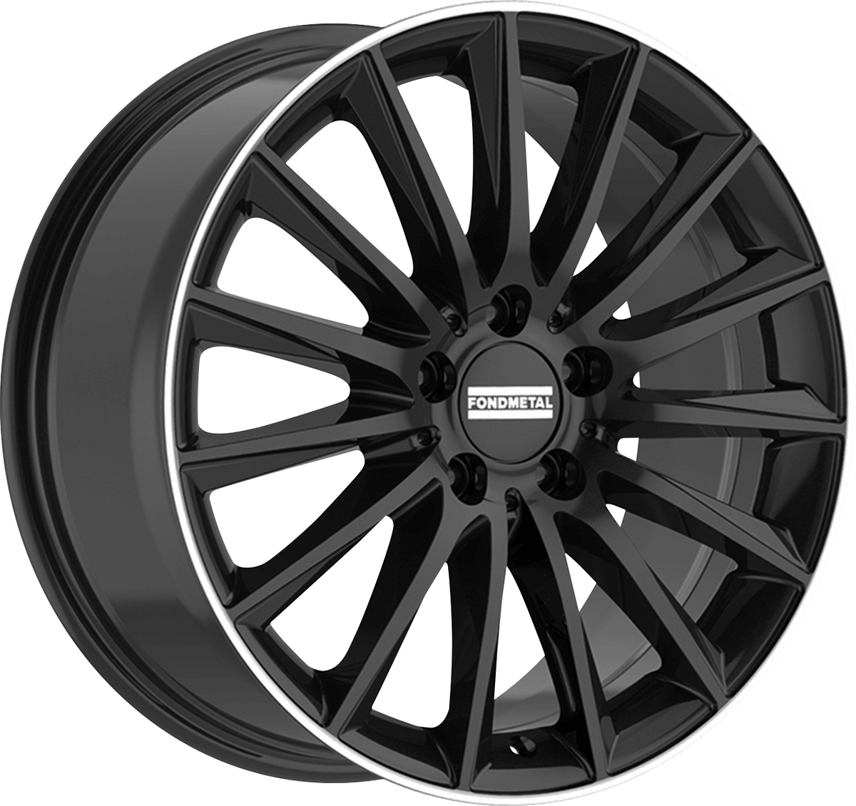 Fondmetal Aidon Gloss Black Machined Lip 19x8 +38 5x112mm 66.5mm - Wheelwiz