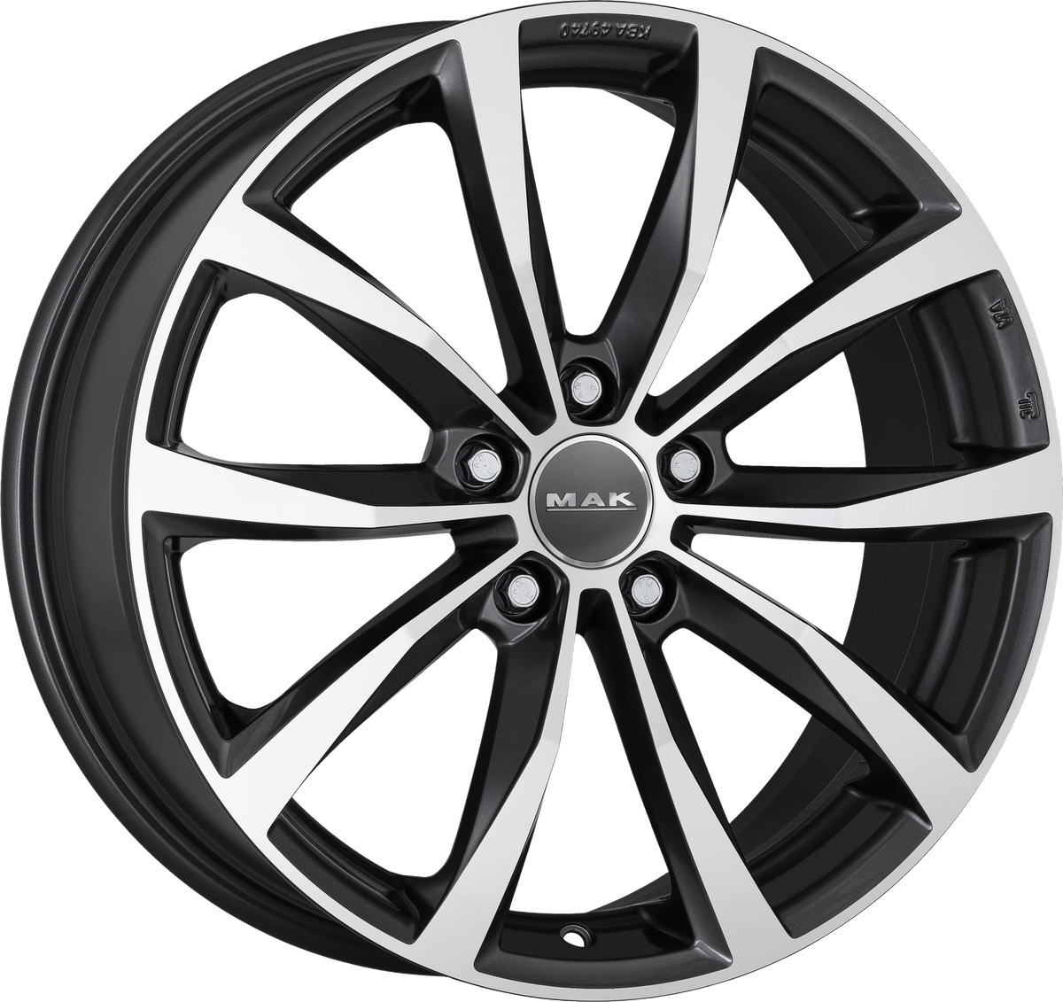 MAK WOLF-BM Gunmetal w/ Mirrored Face 19x8 +47 5x112mm 66.6mm - Wheelwiz
