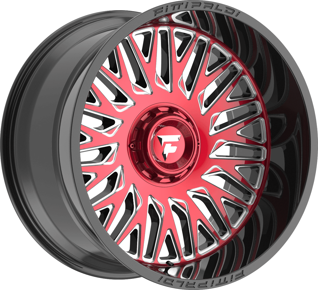 Fittipaldi FA07MBRM Gloss Black w/ Red Tint Machined Face and Milled Windows 22x12 -44 8x165.1mm 125.2mm