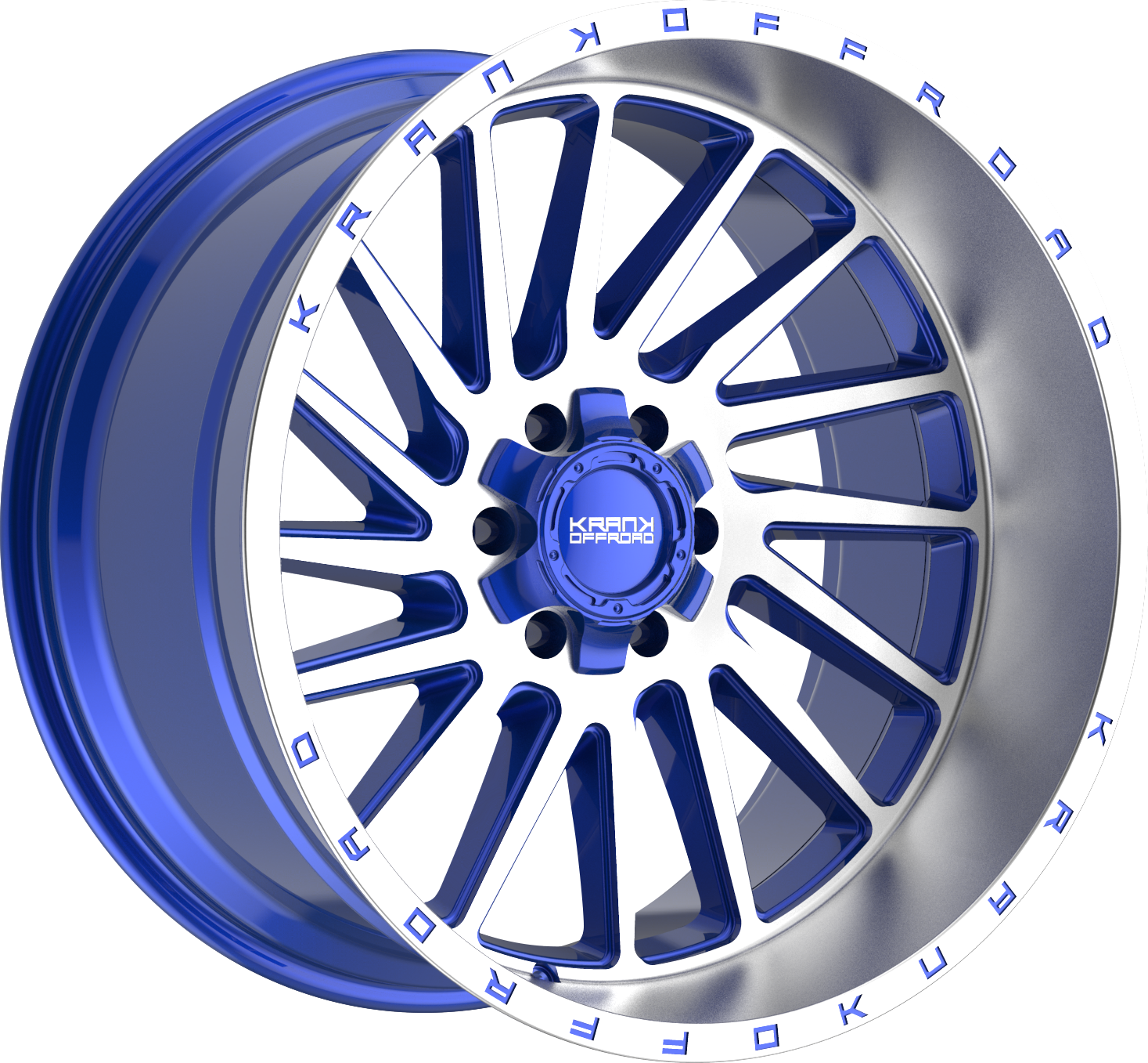 Krank Coil Brushed Blue w/ Brushed Lip 22x12 -44 6x135|6x139.7mm 108mm - Wheelwiz
