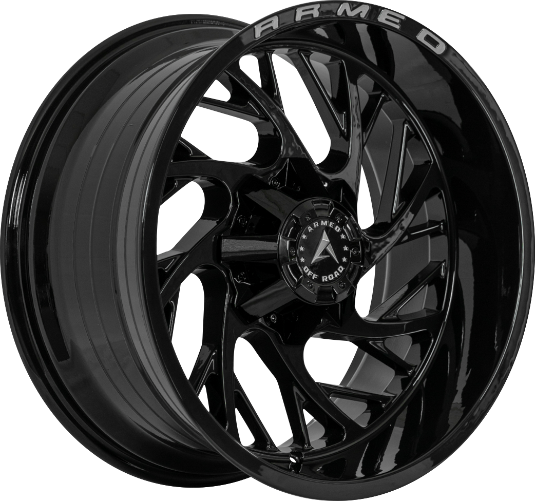 Armed Wheels Carnage Gloss Black + Armed Milling 22x10 -18 5x127mm 78.1mm - Wheelwiz