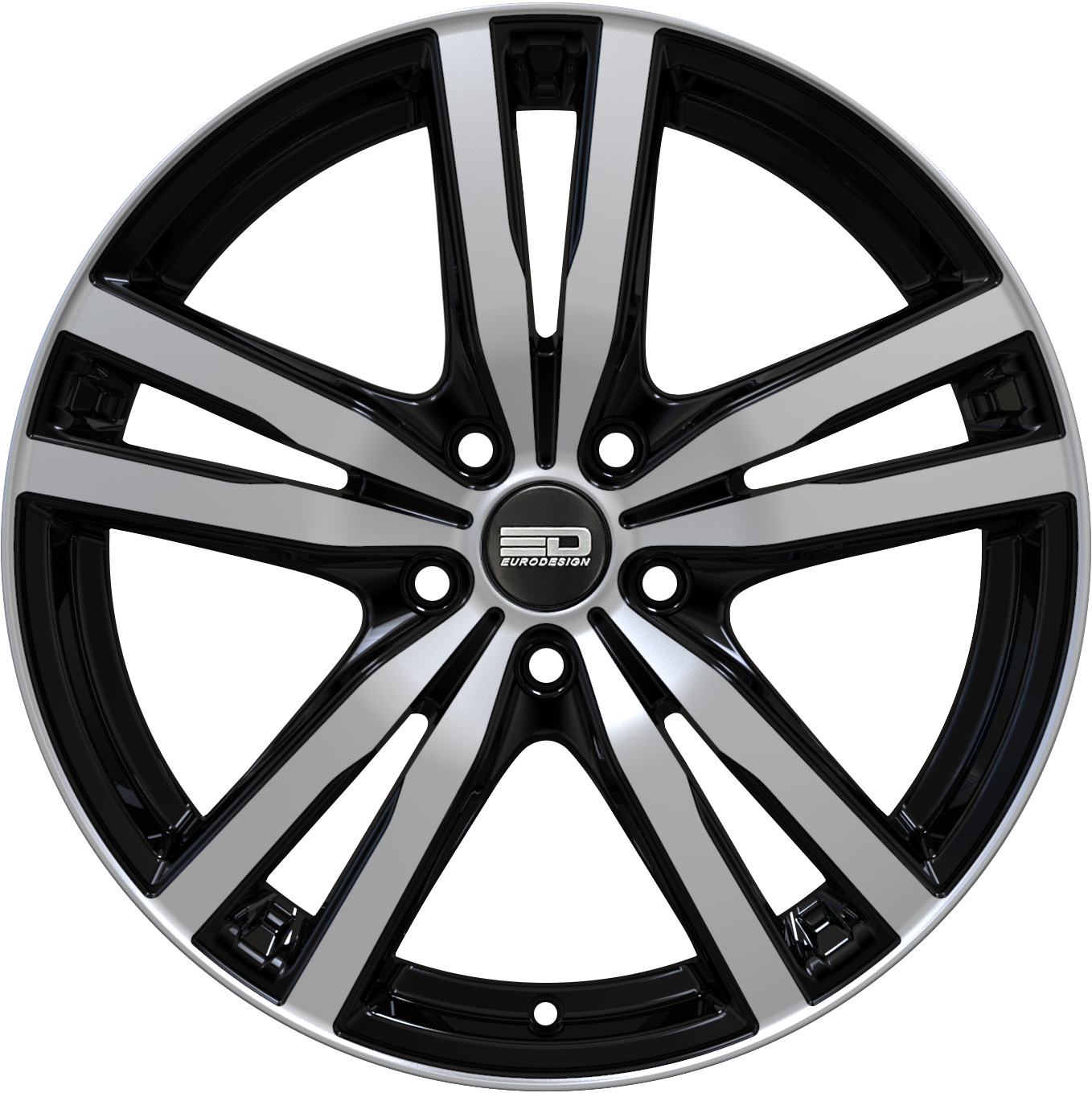 Euro Design Ottano - EFS Gloss Black Polished 15x6 +35 5x100|5x105|5x110|5x112|5x115|5x118|5x108|5x114.3|5x98mm 72.6mm - WheelWiz