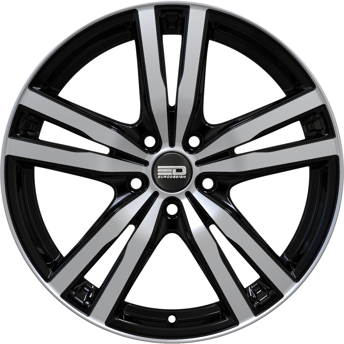 Euro Design Ottano - EFS Gloss Black Polished 15x6 +35 5x100|5x105|5x110|5x112|5x115|5x118|5x108|5x114.3|5x98mm 72.6mm - Wheelwiz