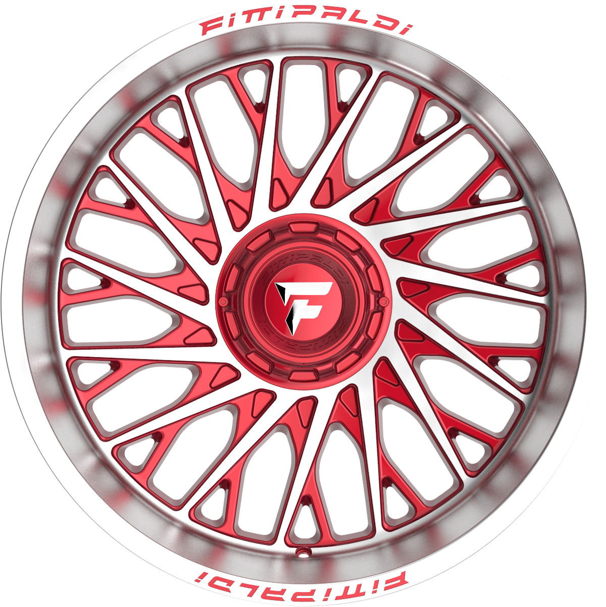 Fittipaldi FA08MR Gloss Red w/ Machined Face and Lip 22x12 -44 5x127|5x139.7mm 78.1mm - Wheelwiz