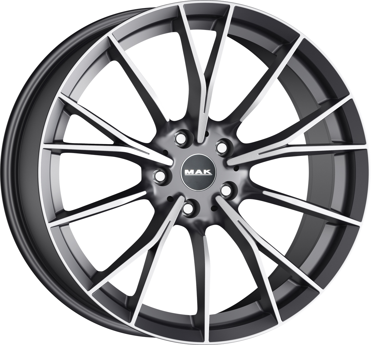 MAK FABRIK Gunmetal w/ Mirrored Face 18x9 +40 5x112mm 66.6mm - Wheelwiz