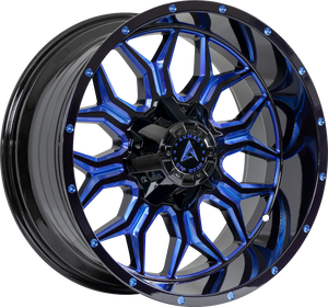 Armed Wheels Infantry Gloss Black Blue Milled 20x10 -24 5x139.7mm 110.1mm
