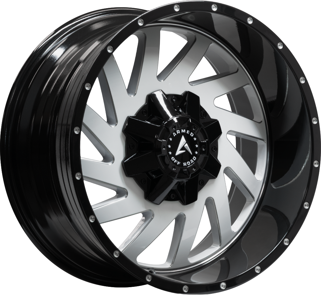 Armed Wheels Aggressor Gloss White Milled Black Lip 20x10 -24 5x139.7mm 110.1mm - Wheelwiz