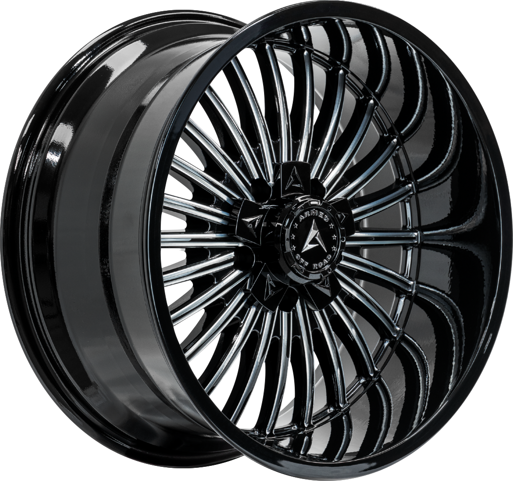 Armed Wheels Force Gloss Black Milled 20x9 +12 6x135mm 108.1mm - Wheelwiz