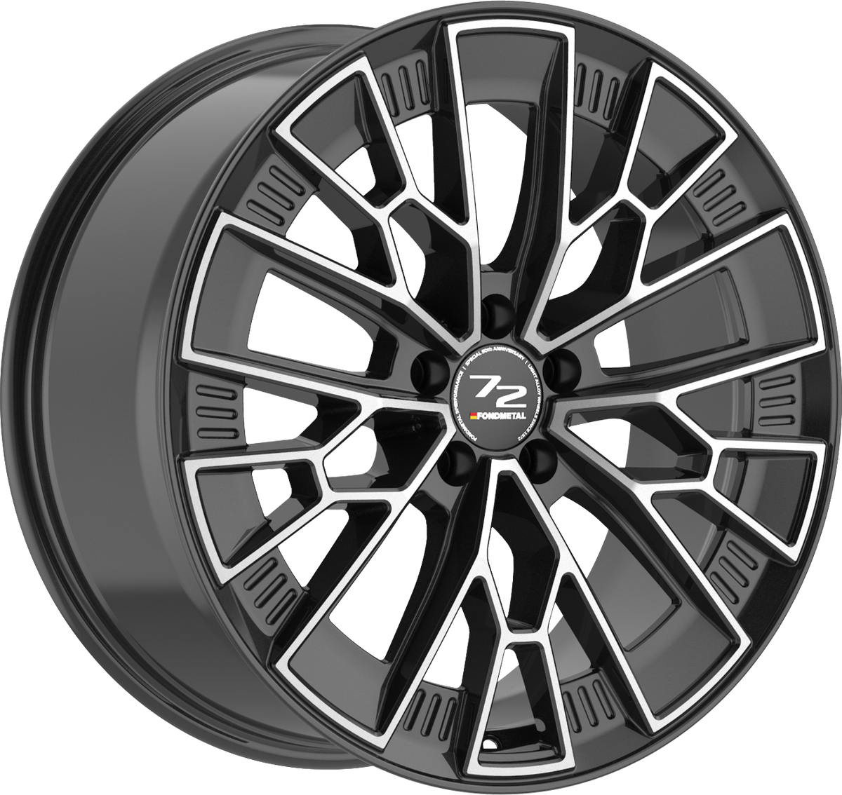 Fondmetal 1972 Anniversary Gloss Black Machined 20x9 +21 5x112mm 66.5mm - Wheelwiz