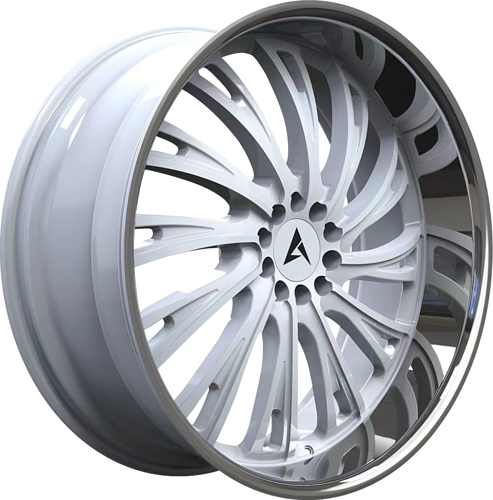 Armed Wheels Kingpin Gloss White Milled Spoke Chrome Lip 24x9 +24 6x139.7mm 78.1mm - Wheelwiz