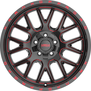 Krank Fuse Gloss Black Red Milled 20x9 0 5x127|5x139.7mm 77.8mm - Wheelwiz