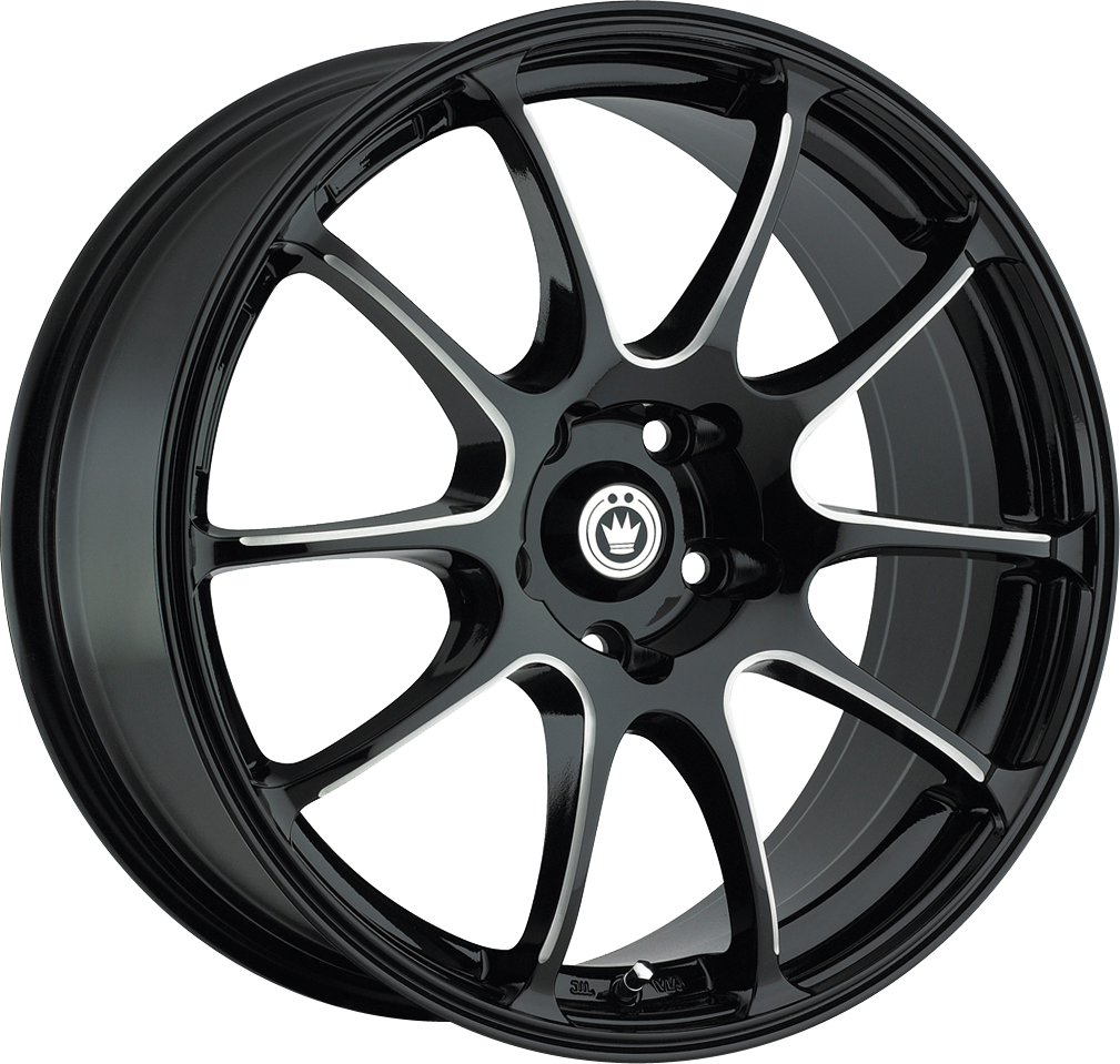 Konig Illusion Gloss Black w/ Ball Cut Machined Spokes 17x7 +40 4x100mm 73.1mm - WheelWiz