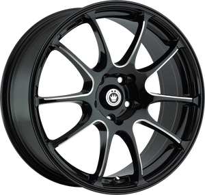 Konig Illusion Gloss Black w/ Ball Cut Machined Spokes 17x7 +40 4x100mm 73.1mm - WheelWiz