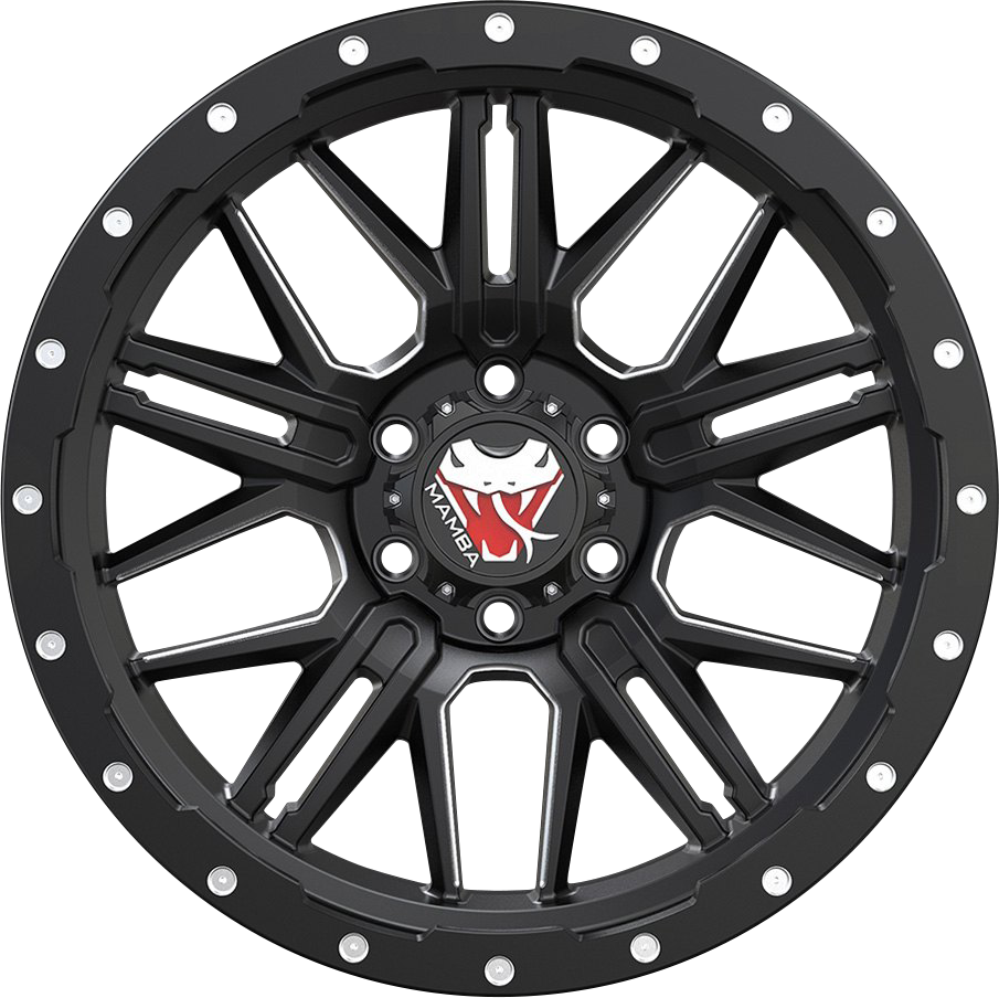 Mamba M25 Matte Grey w/ Black Lip Edge 18x9 -12 6x139.7mm 106.1mm - Wheelwiz