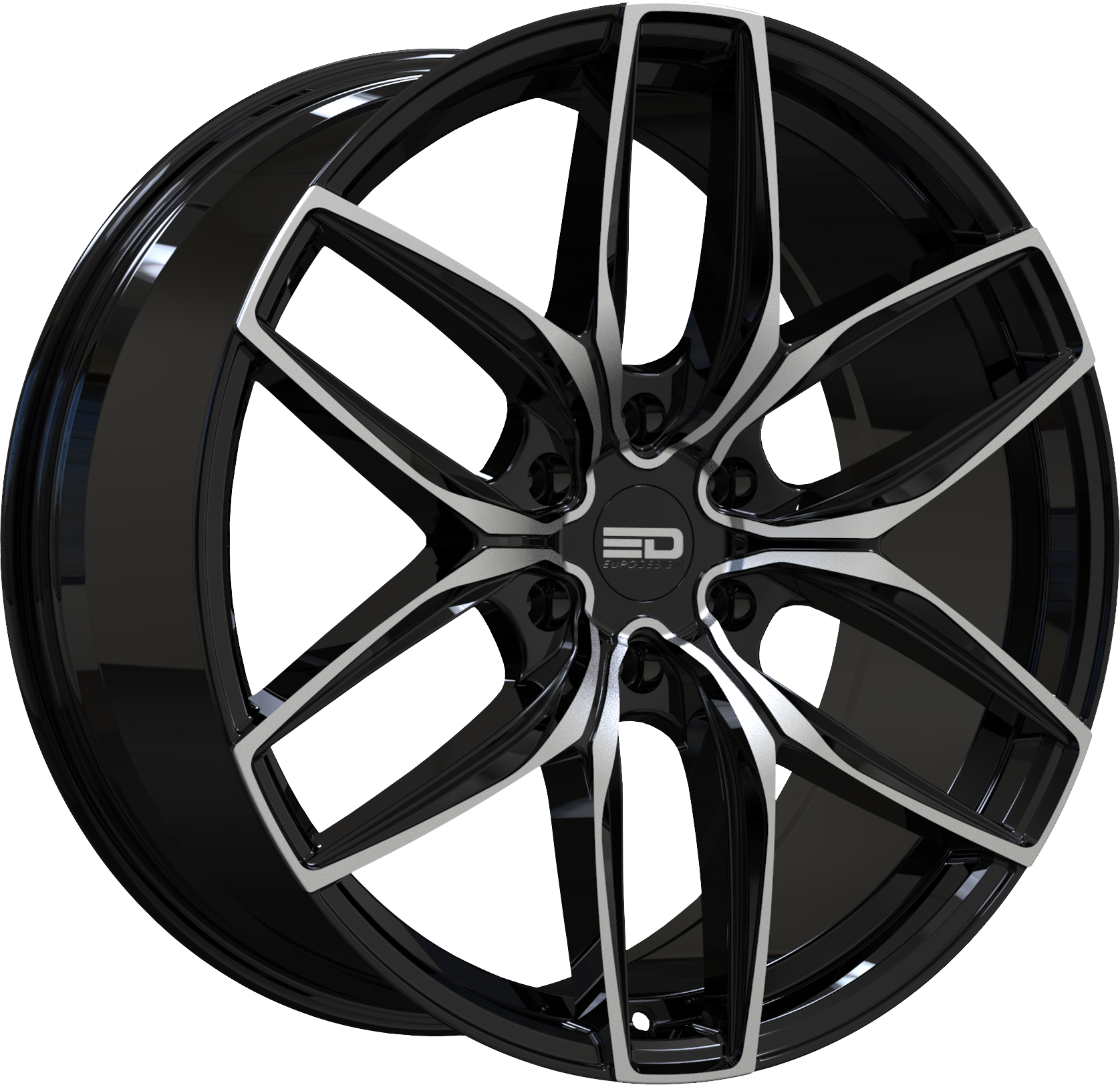 Euro Design Forza 6 Gloss Black Milled 22x9.5 +25 6x139.7mm 78.1mm - WheelWiz