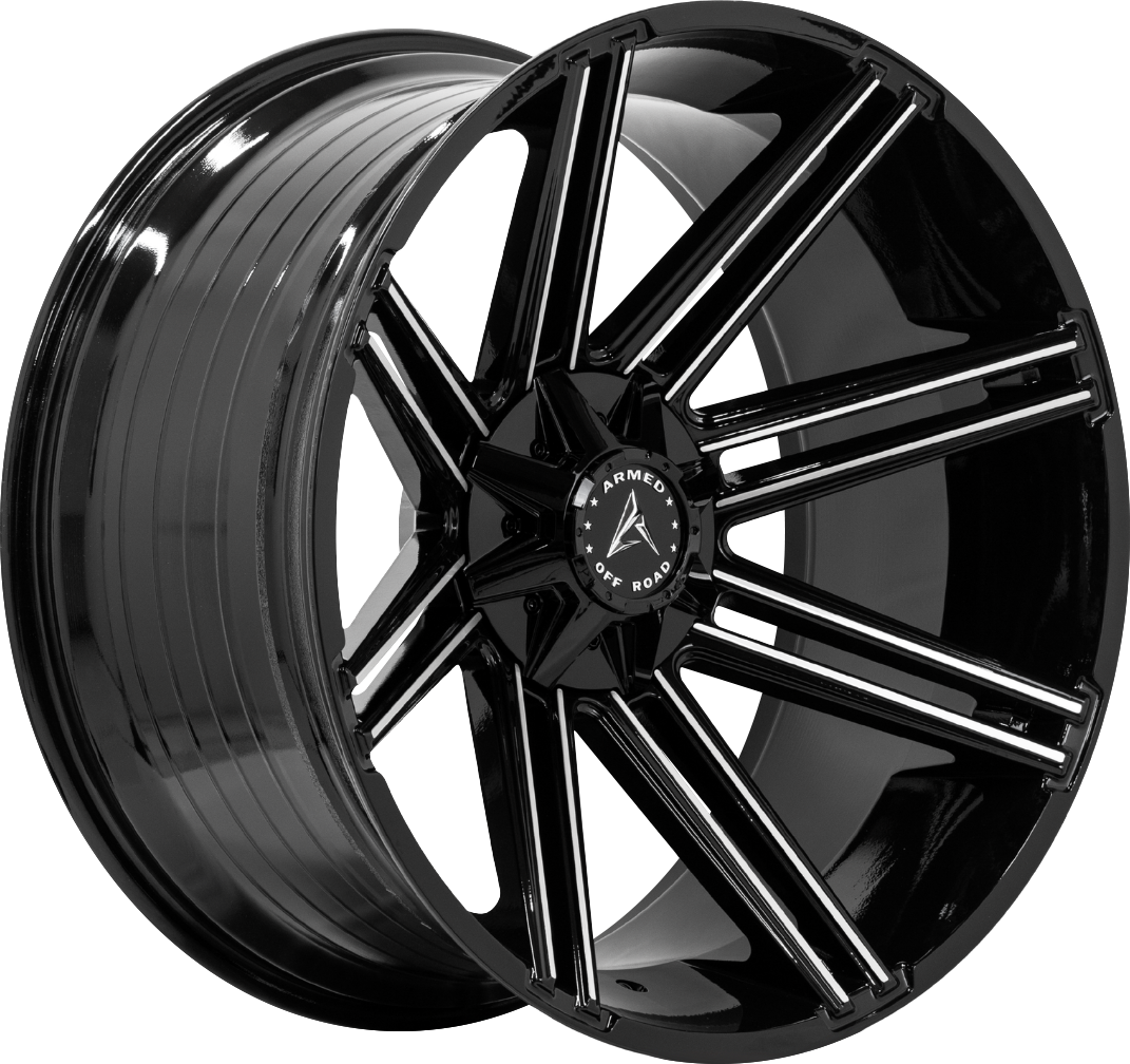 Armed Wheels Chopper Gloss Black Machined 20x10 -18 Custom 125.1mm - Wheelwiz