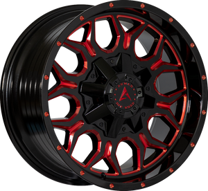 Armed Wheels Infantry Gloss Black Red Milled 20x10 -18 8x165.1mm 125.1mm - Wheelwiz