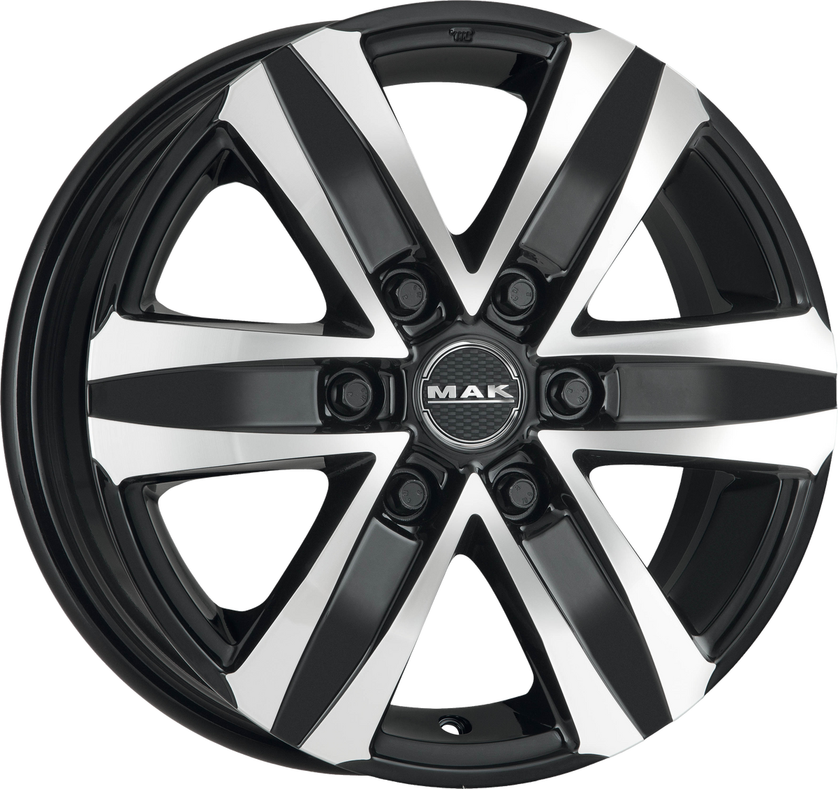 MAK STONE 6 Black w/ Mirrored Face 20x8.5 +45 6x114.3mm 66.1mm - Wheelwiz