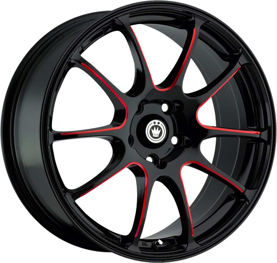 Konig Illusion Gloss Black W/ Red Ball Cut 17x7 +40 5x114.3mm 73.1mm - Wheelwiz