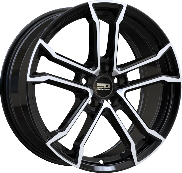 Euro Design Monaco Gloss Black Polished 17x7.5 +42 5x114.3mm 72.6mm - WheelWiz