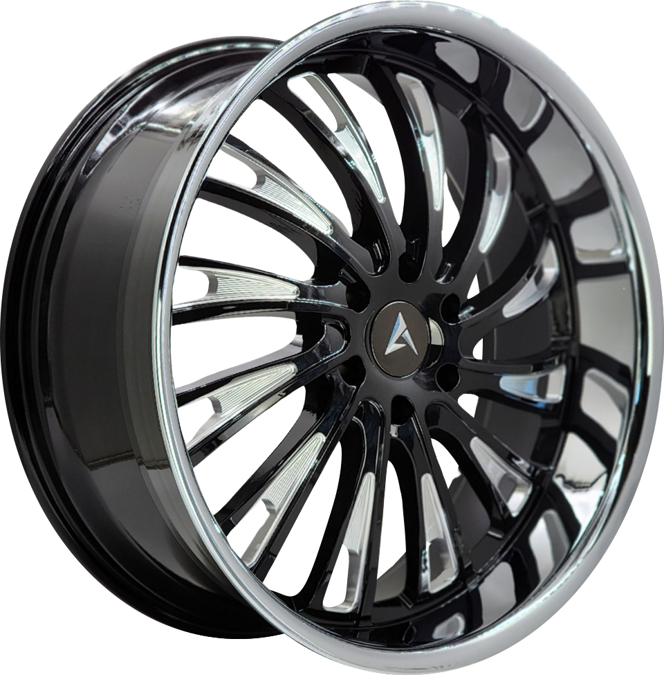 Armed Wheels Kingpin Gloss Black Milled Chrome Lip 24x10 +24 6x139.7mm 78.1mm