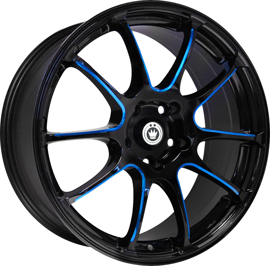 Konig Illusion Gloss Black W/ Blue Ball Cut 17x7 +40 5x100mm 73.1mm - Wheelwiz