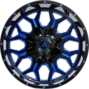 Armed Wheels Infantry Gloss Black Blue Milled 20x10 -24 5x139.7mm 110.1mm