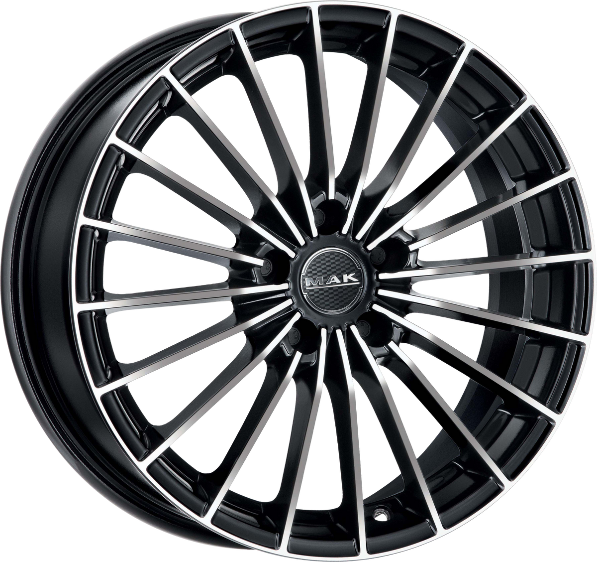 MAK VOLARE+ Black w/ Mirrored Face 16x6.5 +35 5x112mm 76mm - Wheelwiz