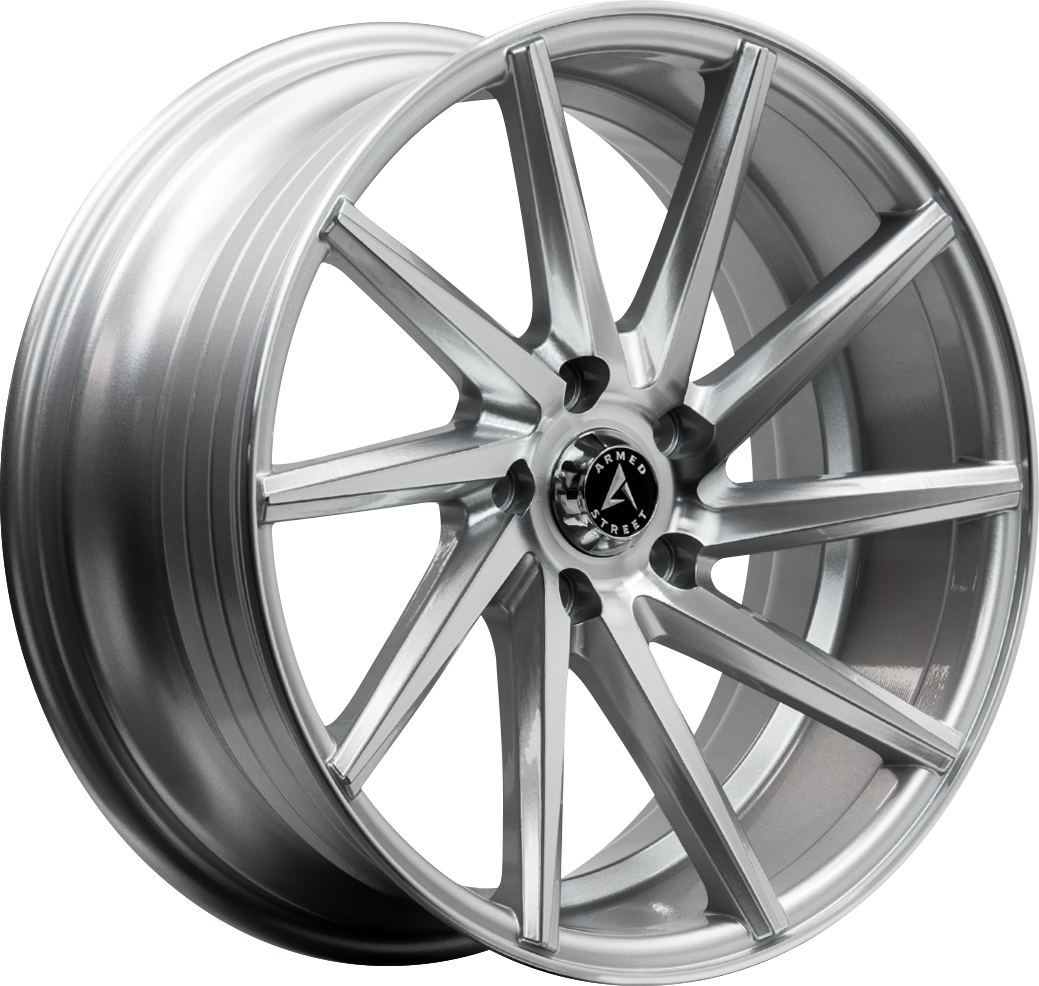 Armed Wheels .38 CAL Gloss Silver Machined Face 18x8 +35 5x113mm 74.1mm - Wheelwiz