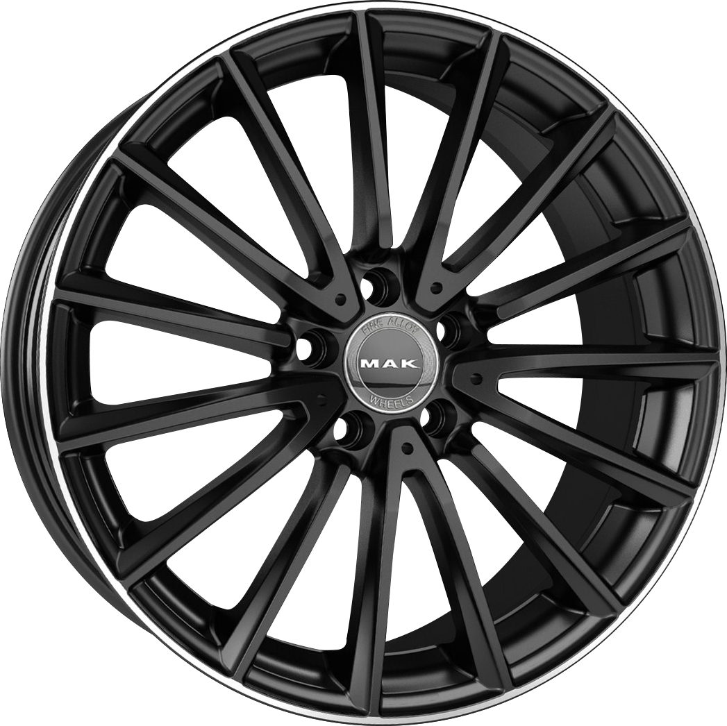MAK KOMET Gloss Black w/ Mirrored Ring 19x8 +33 5x112mm 66.6mm - Wheelwiz